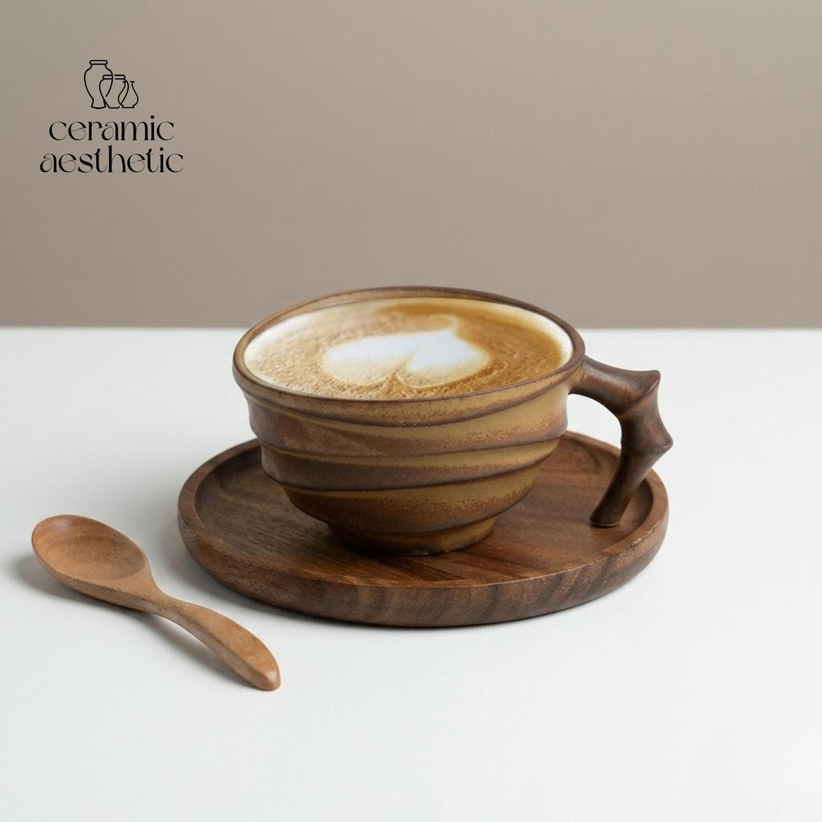 Vintage Japanese Ceramic Coffee Mug, Handmade Pottery Latte Cup, Rustic Stoneware Espresso Travel Mug
