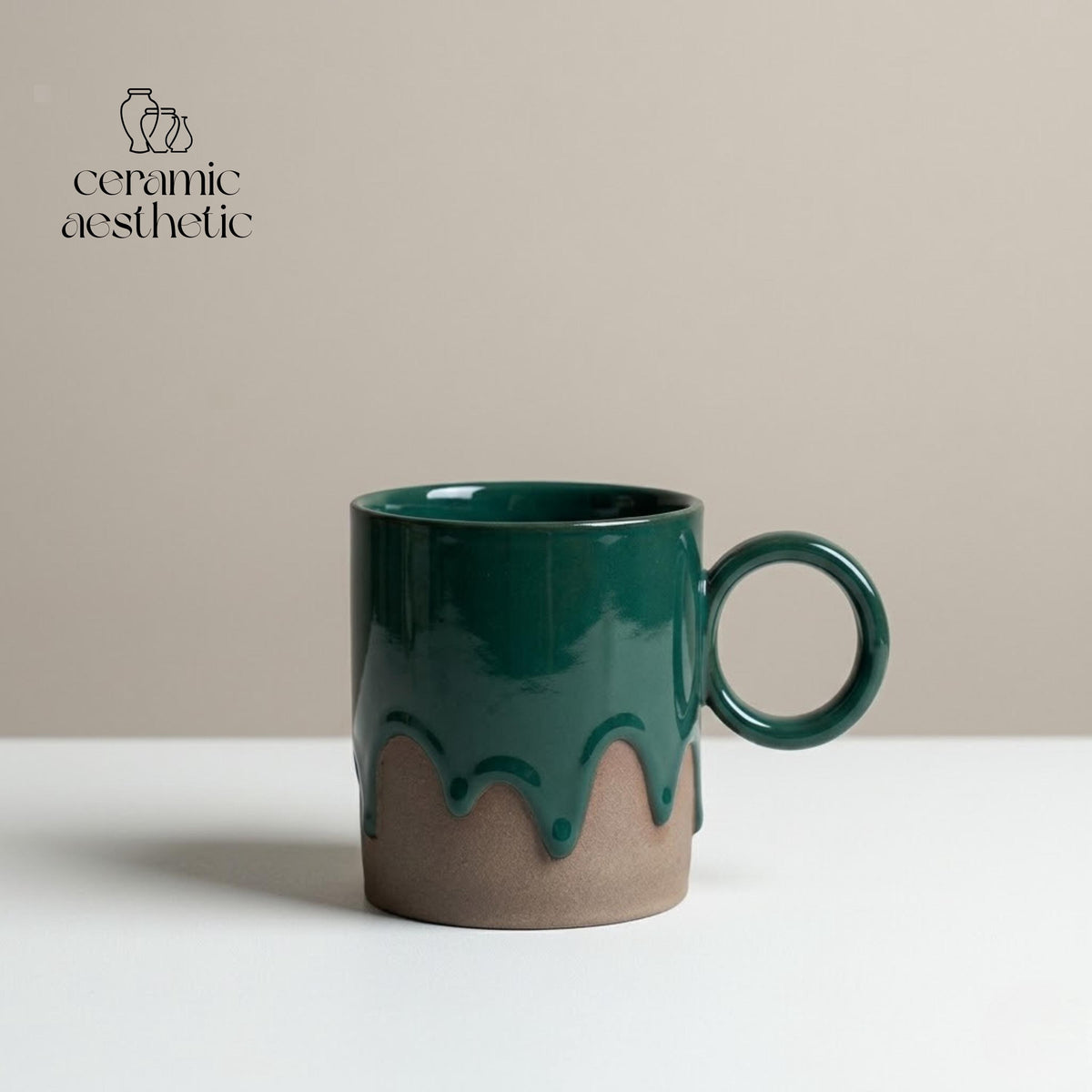 Retro Ceramic Coffee Cup Plate Set Handmade Pottery Mug Rustic Latte Cappuccino Japanese Stoneware