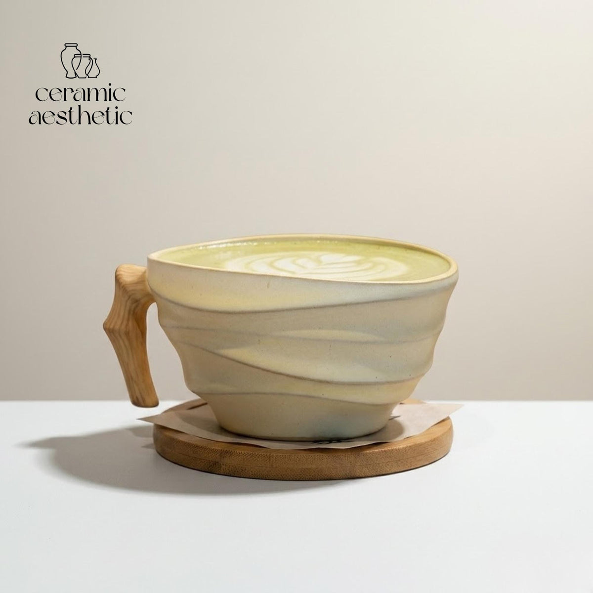 Vintage Japanese Ceramic Coffee Mug, Handmade Pottery Latte Cup, Rustic Stoneware Espresso Travel Mug