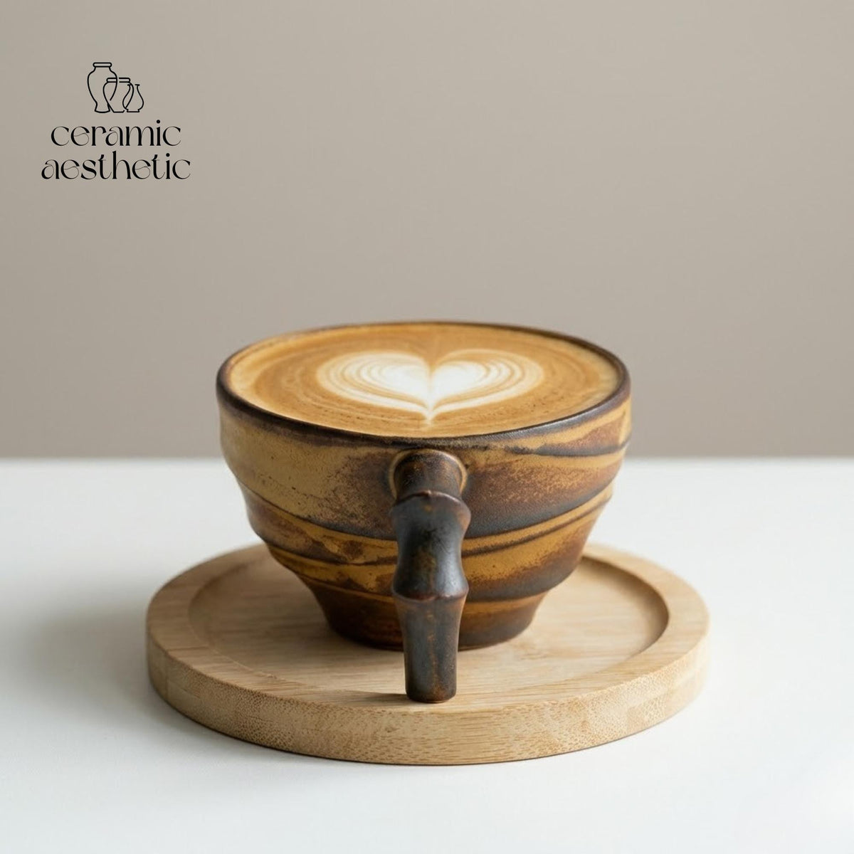 Vintage Japanese Ceramic Coffee Mug, Handmade Pottery Latte Cup, Rustic Stoneware Espresso Travel Mug