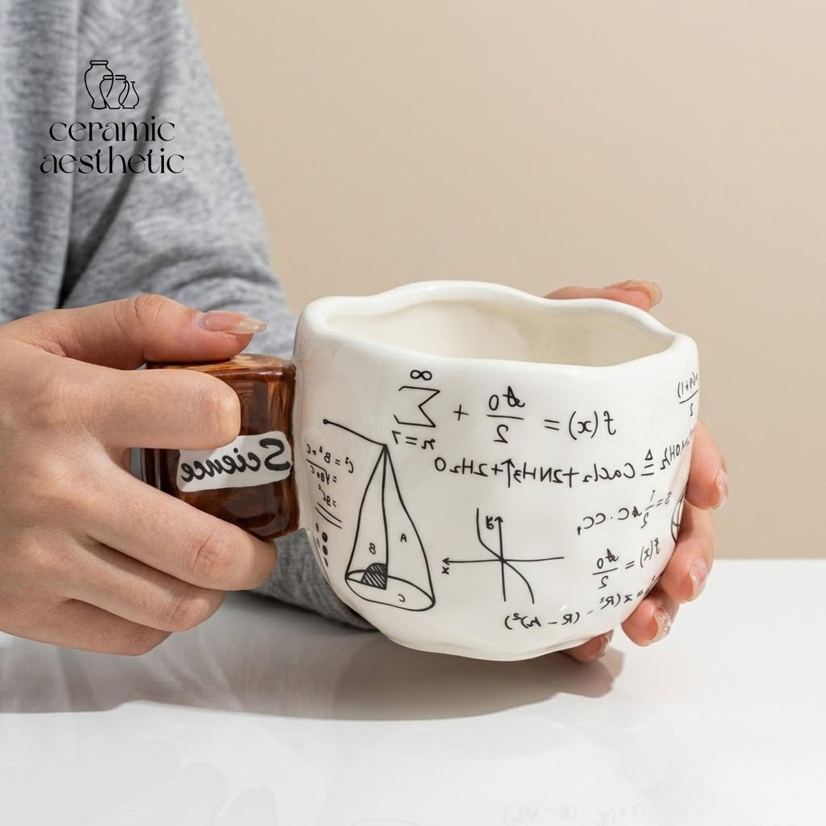 Science Formula Ceramic Coffee Mug, Handmade Stoneware Rustic Pottery Cup