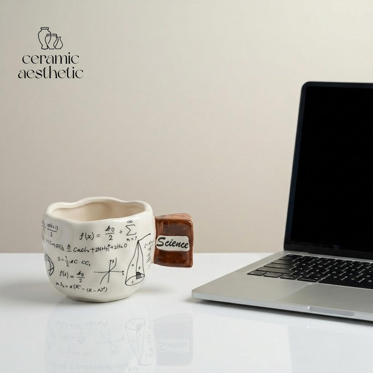 Science Formula Ceramic Coffee Mug, Handmade Stoneware Rustic Pottery Cup