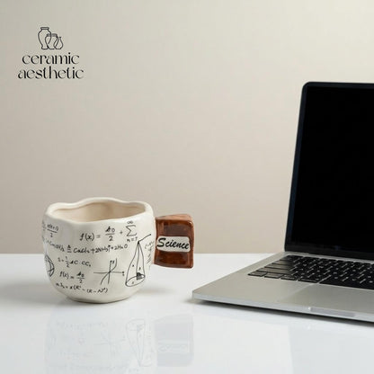Science Formula Ceramic Coffee Mug, Handmade Stoneware Rustic Pottery Cup