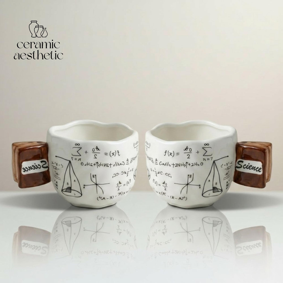 Science Formula Ceramic Coffee Mug, Handmade Stoneware Rustic Pottery Cup