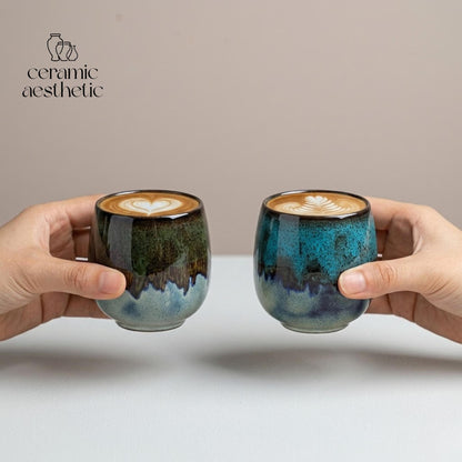 Handmade Ceramic Espresso Cup Japanese Pottery Mug Rustic Matcha Tea Cup Minimalist Stoneware