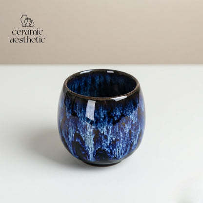 Japanese Style Vintage Distressed Ceramic Cup, Wabi Sabi Espresso Cup, Artisan Tea & Coffee Mug