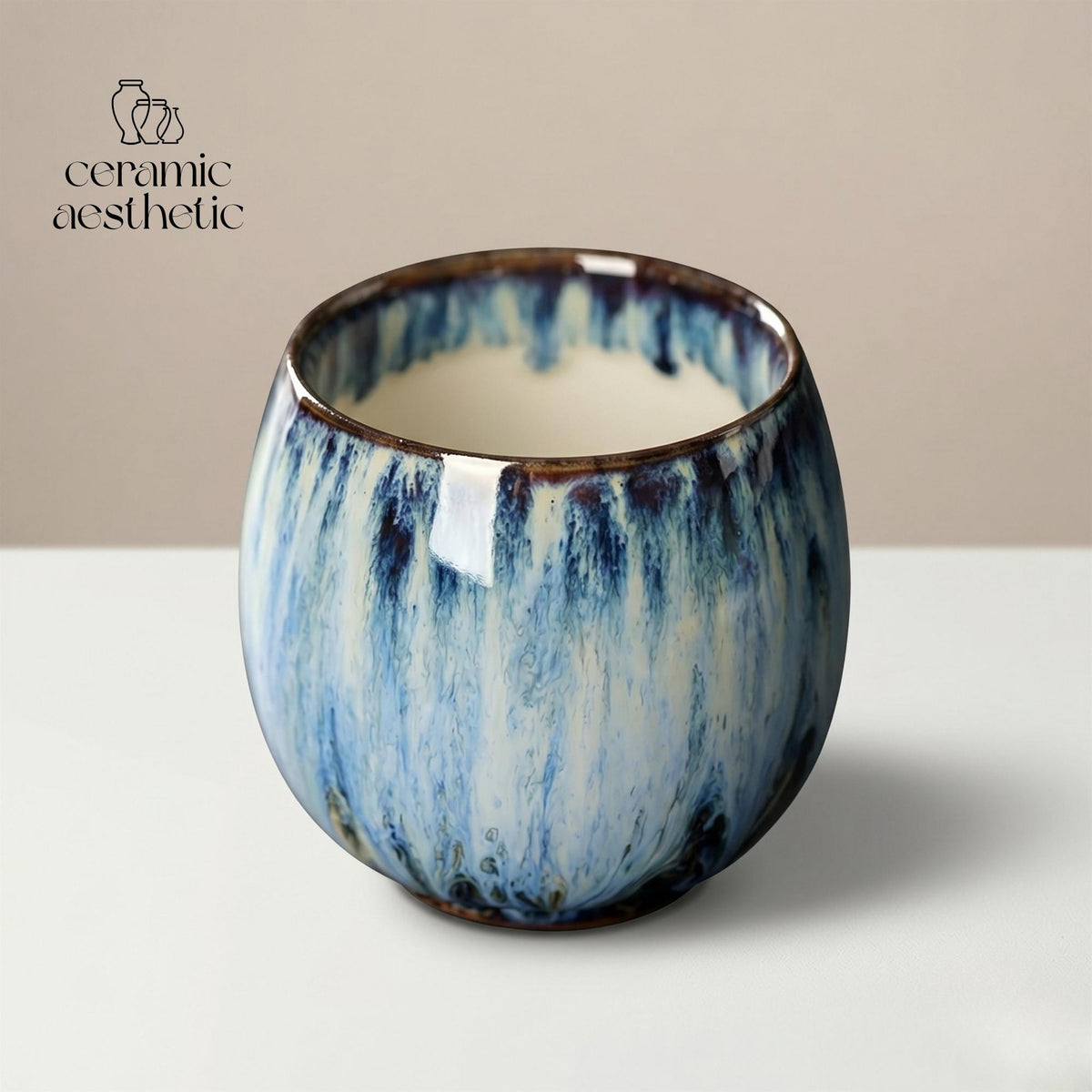 Japanese Style Vintage Distressed Ceramic Cup, Wabi Sabi Espresso Cup, Artisan Tea & Coffee Mug
