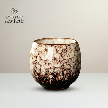 Japanese Style Vintage Distressed Ceramic Cup, Wabi Sabi Espresso Cup, Artisan Tea & Coffee Mug