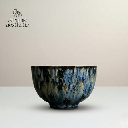 Japanese Style Ceramic Teacup, Wabi Sabi Tea Ceremony Bowl, Kiln Transformation Glaze