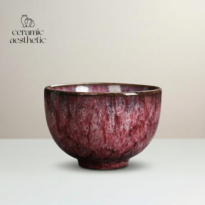 Japanese Style Ceramic Teacup, Wabi Sabi Tea Ceremony Bowl, Kiln Transformation Glaze