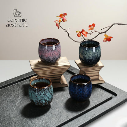 Japanese Style Vintage Distressed Ceramic Cup, Wabi Sabi Espresso Cup, Artisan Tea & Coffee Mug