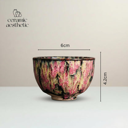 Japanese Style Ceramic Teacup, Wabi Sabi Tea Ceremony Bowl, Kiln Transformation Glaze