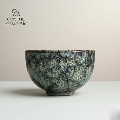 Japanese Style Ceramic Teacup, Wabi Sabi Tea Ceremony Bowl, Kiln Transformation Glaze