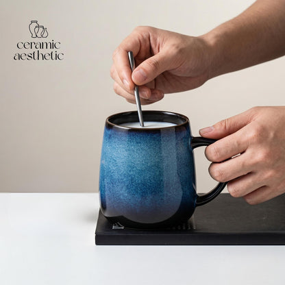 Kiln Change Ceramic Mug | Large Capacity Coffee Tea Cup, Artisan Stoneware Breakfast Office Home