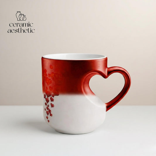 Heart Shape Color Changing Mug, Romantic Ceramic Coffee Cup