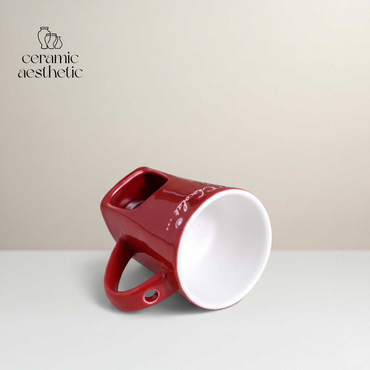 European Ceramic Melting Mug with Fork, Chocolate Cheese Fondue Cup