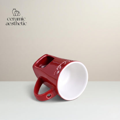 European Ceramic Melting Mug with Fork, Chocolate Cheese Fondue Cup