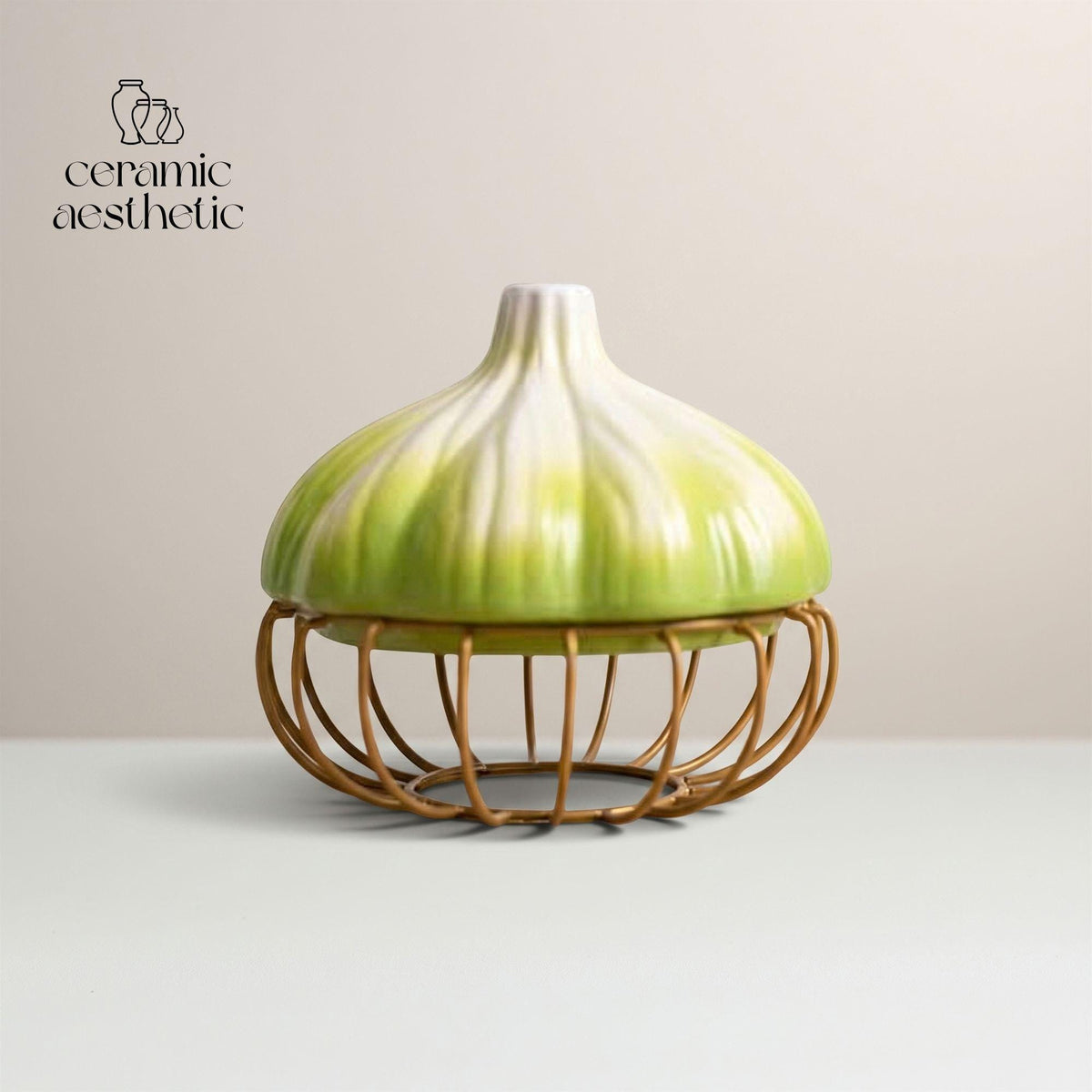 Ceramic Garlic Storage Basket, Kitchen Storage Jar, Food Organizer, Rustic Countertop Decor