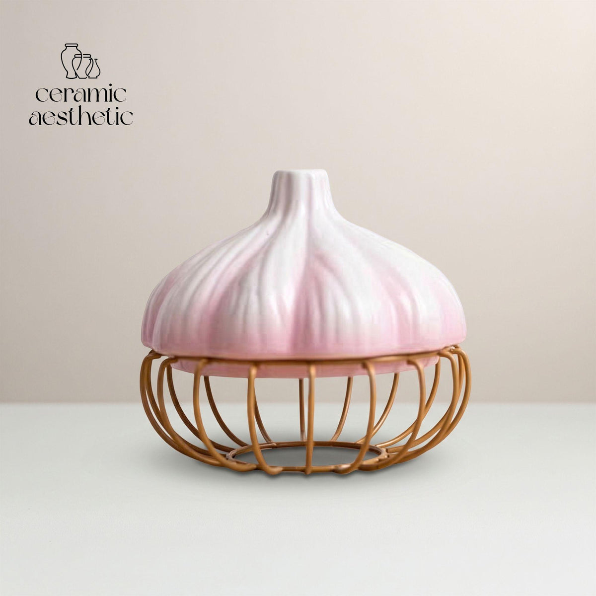 Ceramic Garlic Storage Basket, Kitchen Storage Jar, Food Organizer, Rustic Countertop Decor