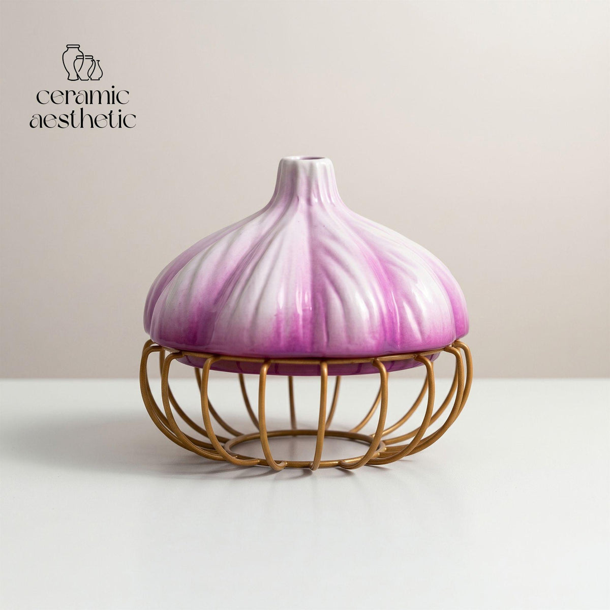 Ceramic Garlic Storage Basket, Kitchen Storage Jar, Food Organizer, Rustic Countertop Decor