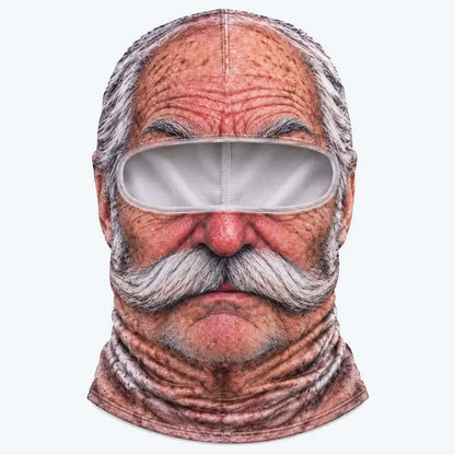 Funny Realistic Old Man 3D Print Ski Balaclava Face Mask