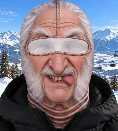 Funny Realistic Old Man 3D Print Ski Balaclava Face Mask