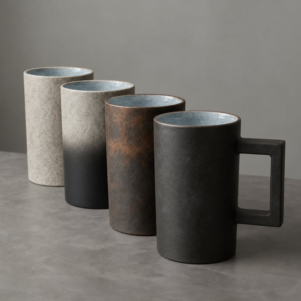 Set Of 4 - Vintage Industrial Coffee Cups