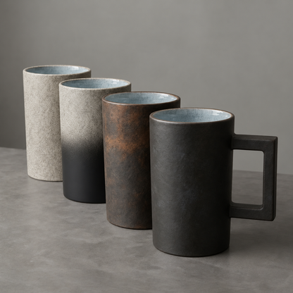 Set Of 4 - Vintage Industrial Coffee Cups