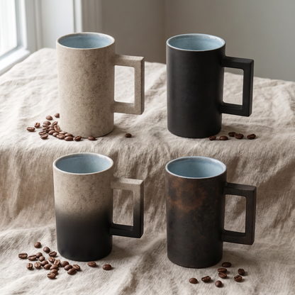 Set Of 4 - Vintage Industrial Coffee Cups