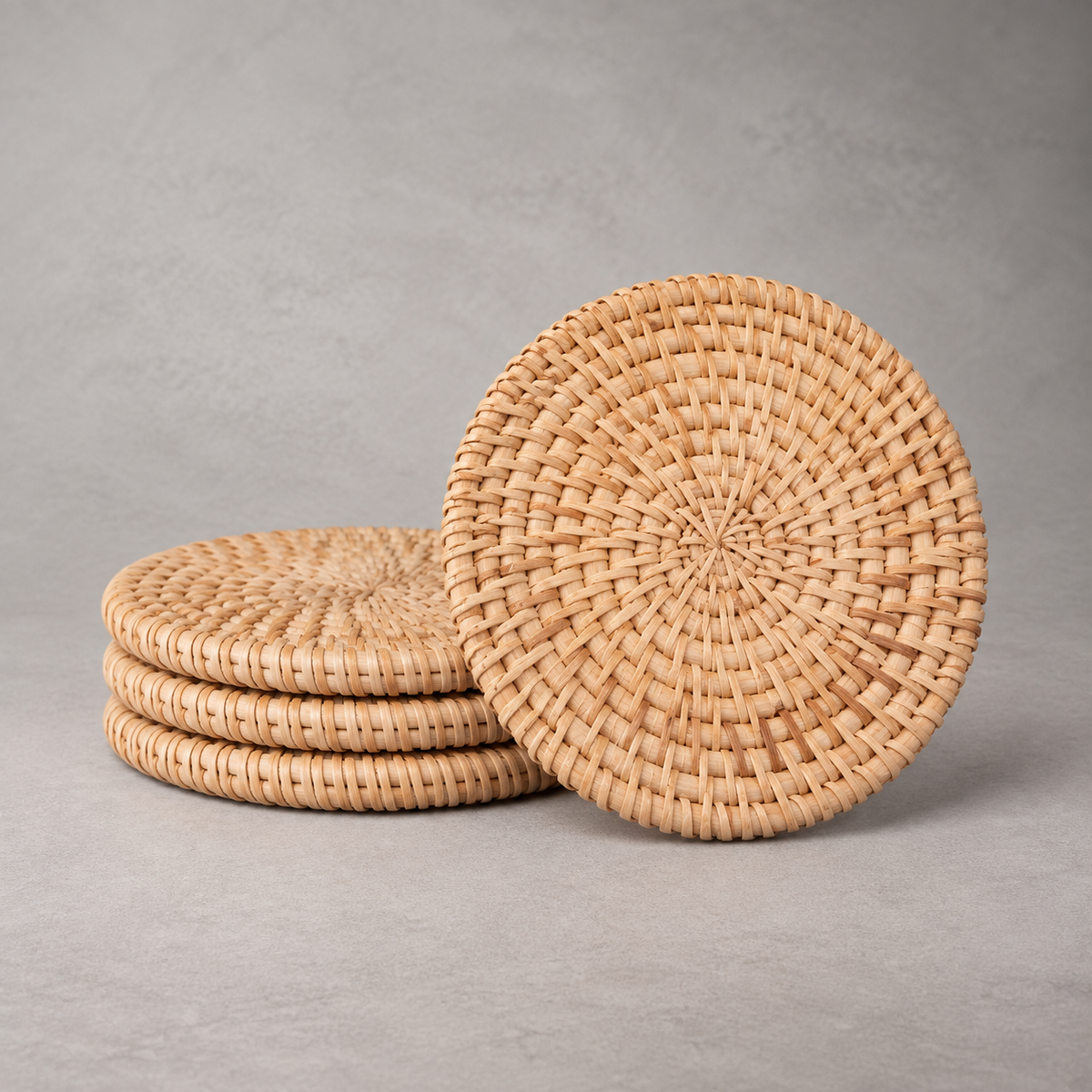 Set Of 4 - Rattan Coasters