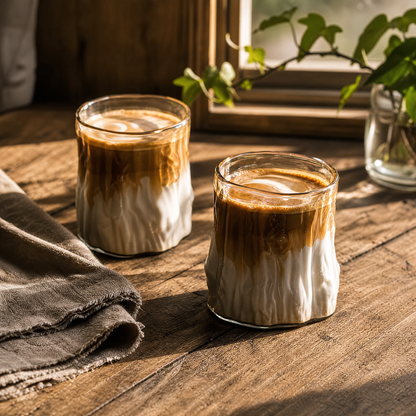 Set Of 2 - Tree Stump Glass Coffee Cup