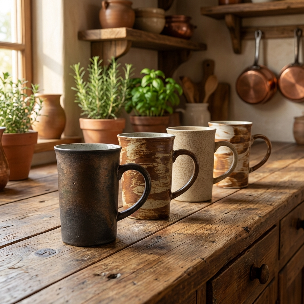Set of 4 - Vintage Terra Forma Coffee Cups