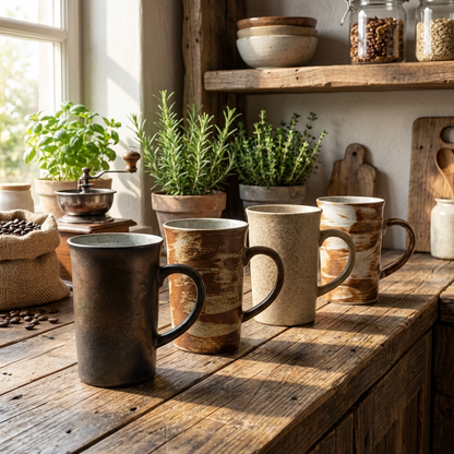 Set of 4 - Vintage Terra Forma Coffee Cups
