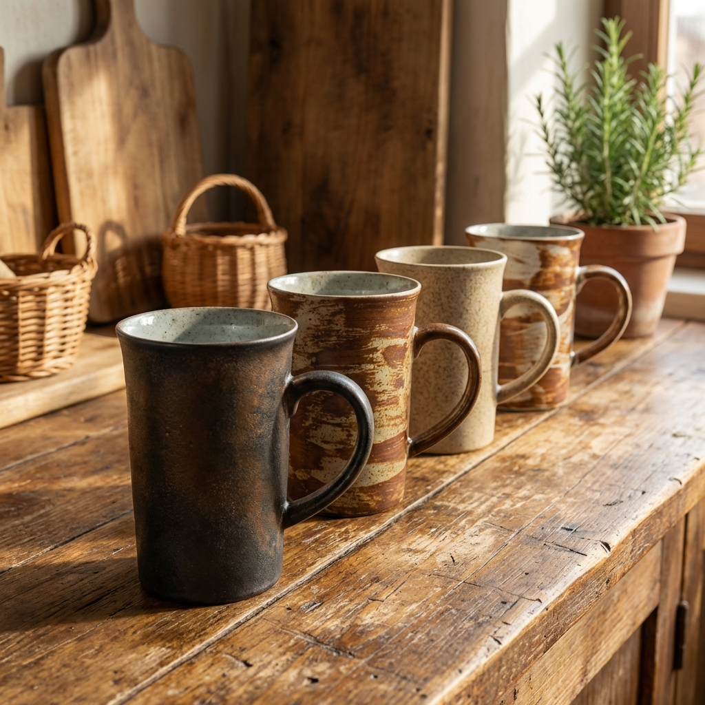 Set of 4 - Vintage Terra Forma Coffee Cups