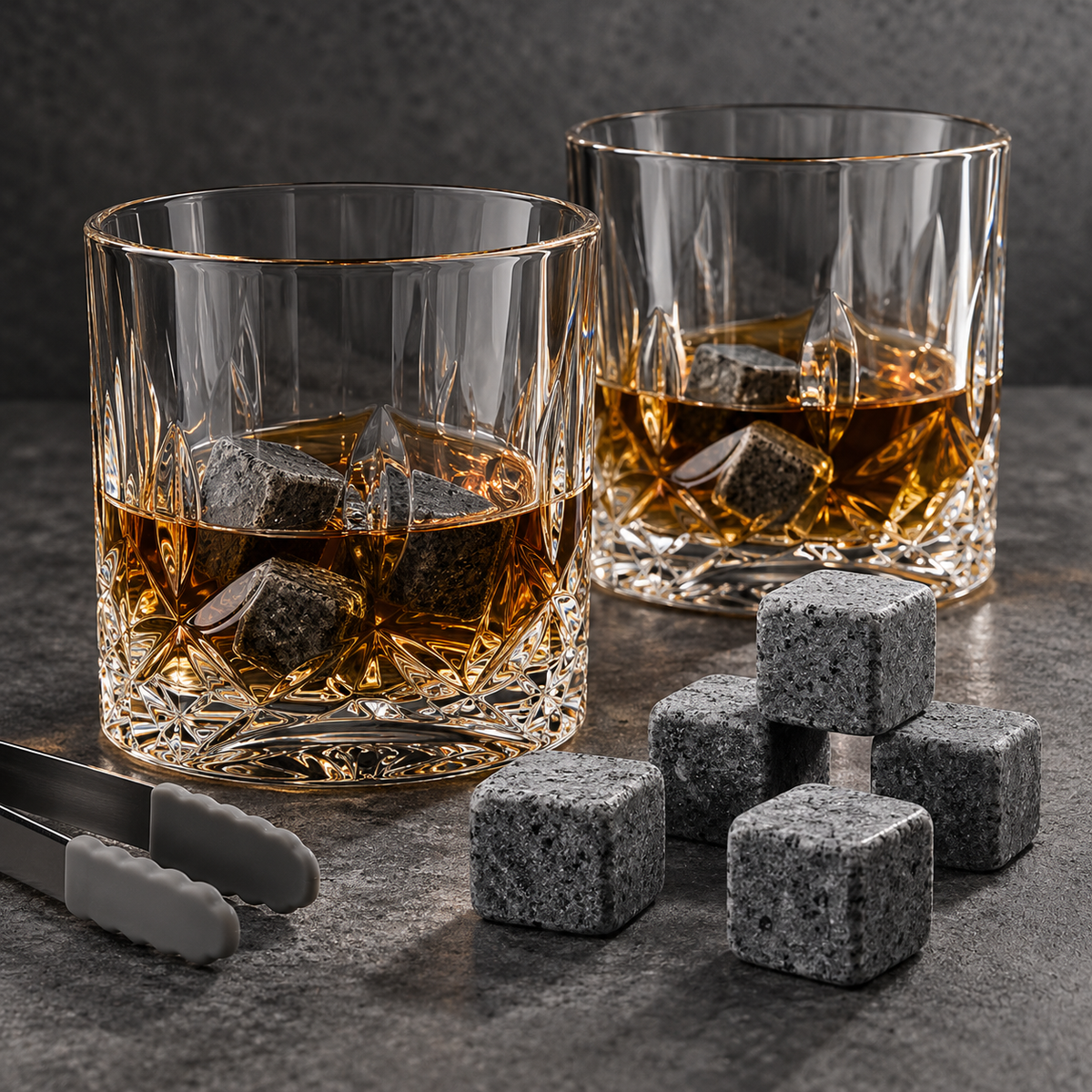 Luxury Whiskey Glasses & Stones Gift Set